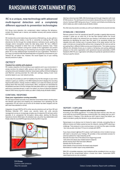 Flyer that explains the detect-contain-stabilise sequence