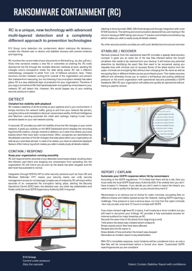 Flyer that explains the detect-contain-stabilise sequence