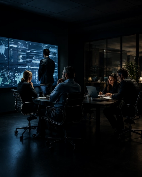 Cybersecurity operations environment showing control under pressure during a live ransomware incident